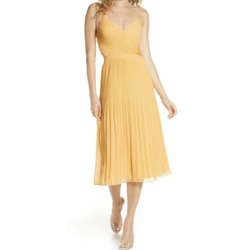 NWT Ali & Jay Chiffon Yellow Pleated Dress XL